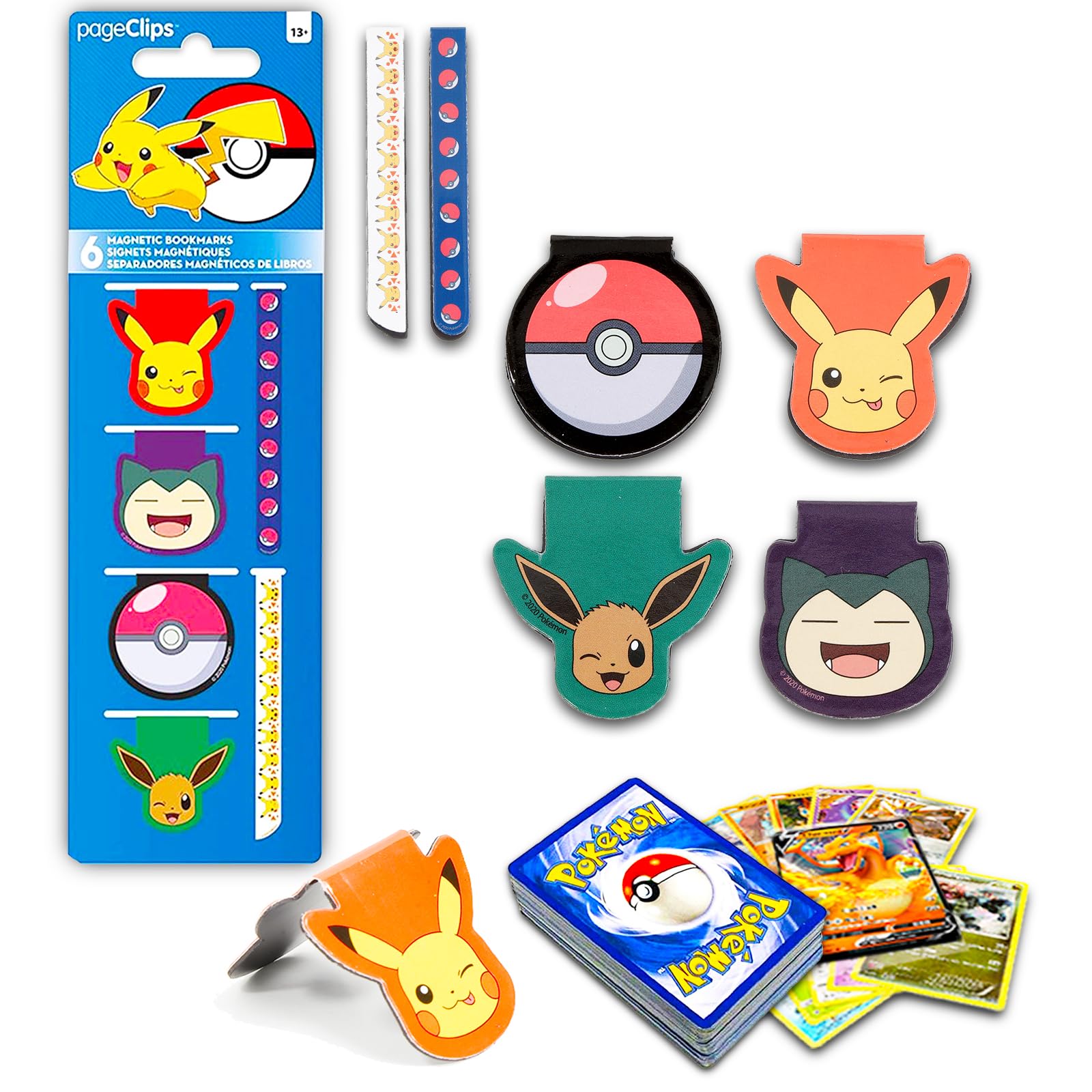 Amazon.com : Pokemon Page Clips Set - Bundle of Pickachu School Supplies  with 6 Magnetic Bookmarks Plus Pokemon Cards