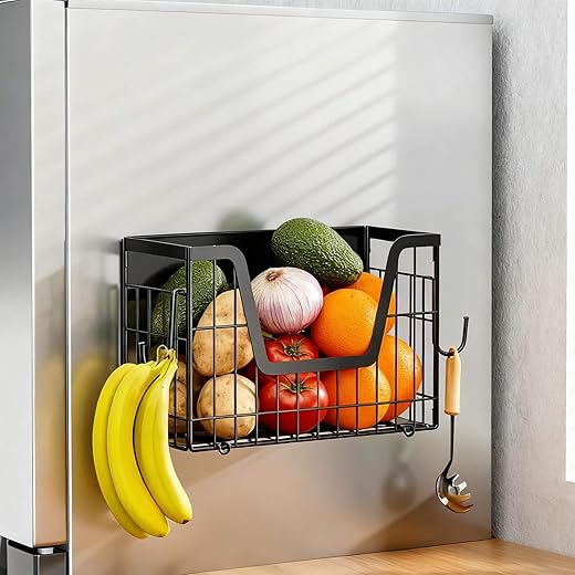 Magnetic Shelf for Fridge,Magnetic Shelves for the Side of the Refrigerator,Magnetic Fruit Basket for Fridge,Spice Rack Side of Fridge magnet,Magnetic Laundry Storage