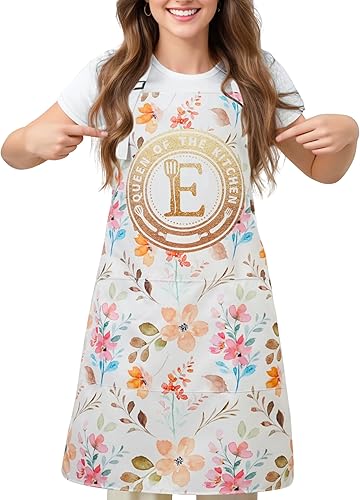 InnoBeta Delantales personalizados para mujeres con bolsillos, delantales de cocina para cocinar y hornear