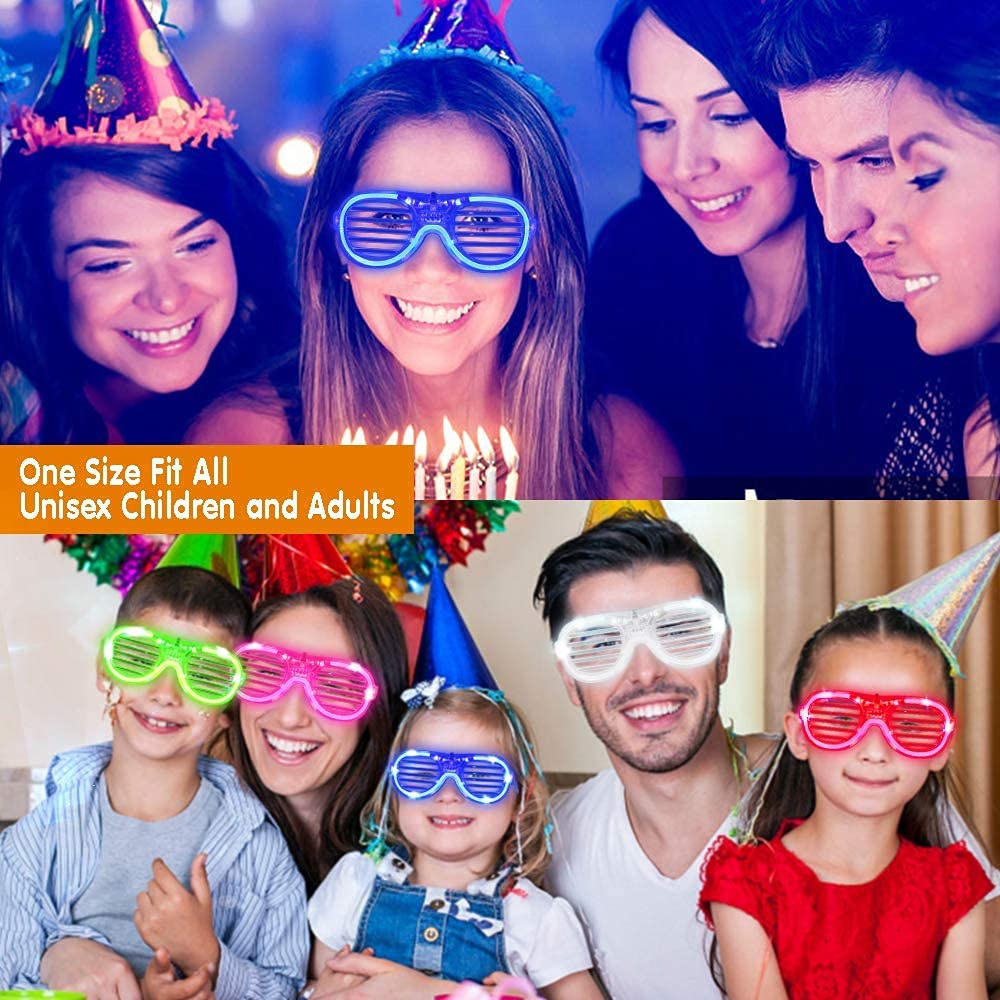 Gafas de fiesta, 20 unidades de 5 colores LED de plástico, gafas LED, gafas de neón fluorescentes, brillan en la oscuridad, suministros de fiesta de Año Nuevo