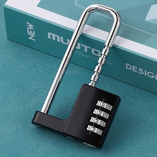 Miniatura 10 de Candado de combinación, cerradura de combinación de 4 dígitos de 38 pulgadas de largo para exteriores, impermeable, para casillero escolar,