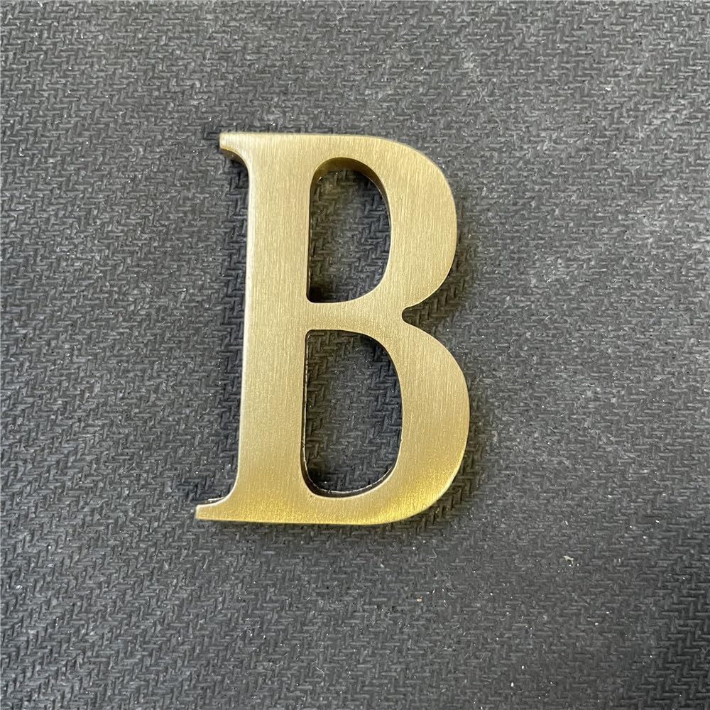 2.6Inch Soild Brass Sticker English Letters, Metal Alphabet Letters Ornament, Wall Self Adhesive Letters and Numbers, House Address Signage, Door Numbers, letters Decor Hardware (Number 3)