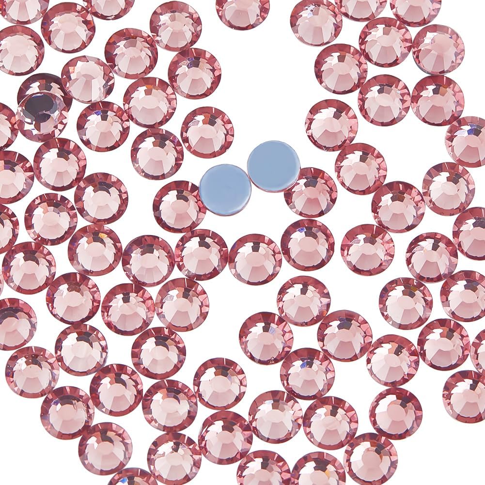 Beebeecraft 1 Bag About 288Pcs Flat Back Crystal Rhinestones Round Gems Grade AA Light Amethyst Glass Hotfix Rhinestone for Clothes Shoes DIY Crafts Supplies