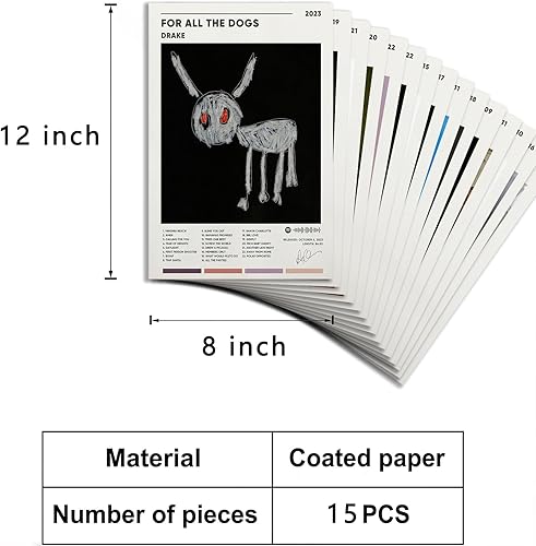 Miniatura 3 de Drake - Póster con cubierta de álbum, pósteres de decoración artística para habitación, juego de 15 regalos para adolescentes y niñas, decoración de