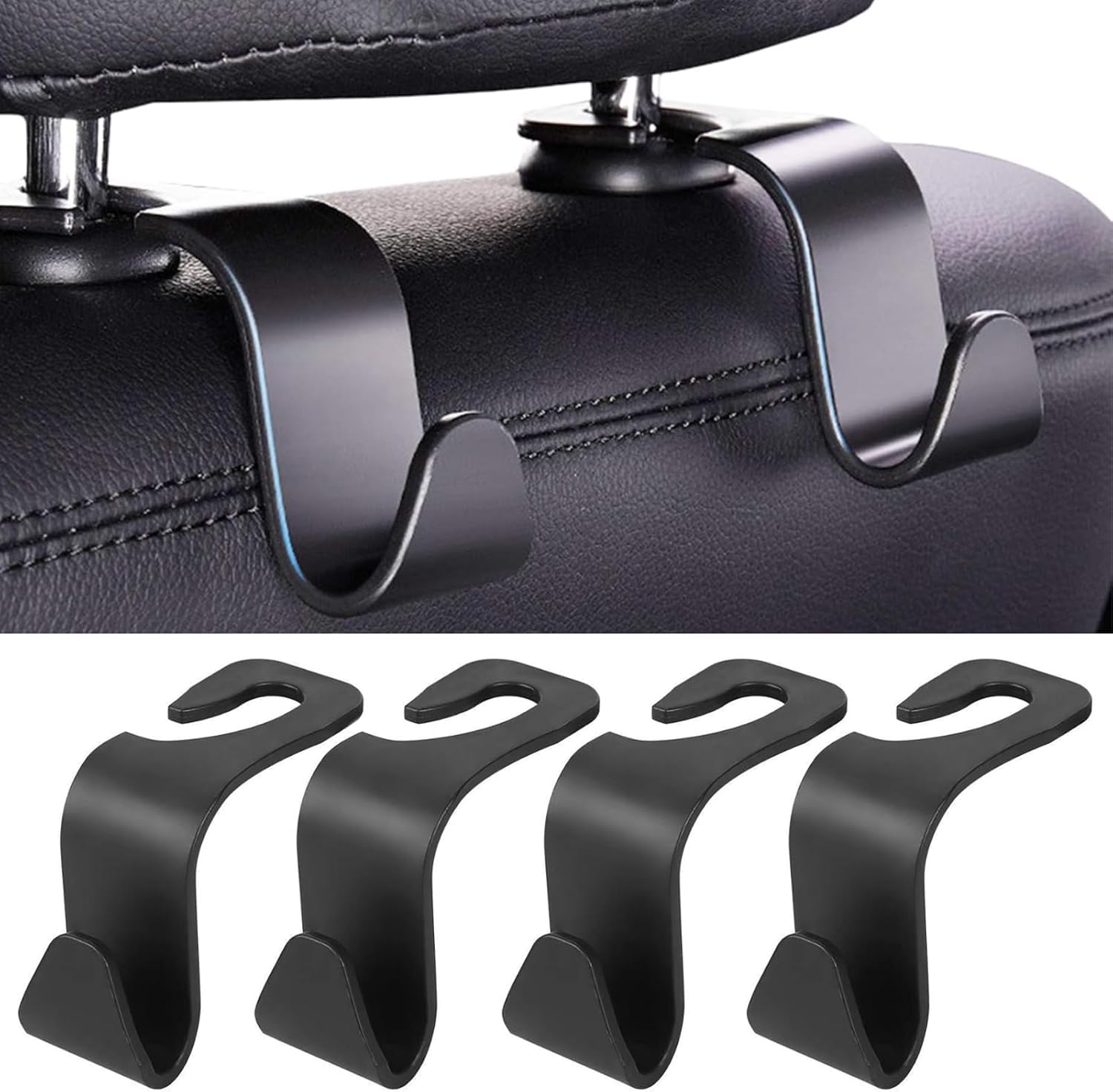 Woniyal 4Pcs Car Seat Hooks for Fiat 500L Trekking/Cross 2013-2018, Back Seat Headrest Hanger,Multifunctional Heavy Duty Storage Hooks for Auto Backseat,Black