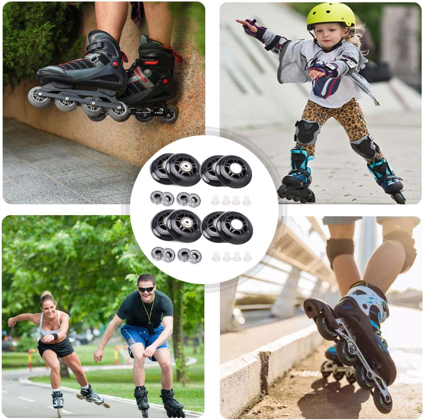 SSCYHT 8 Pcs Roues De Patins À Roues Alignées 72Mm 76Mm 80Mm Roues De Remplacement De Patins À Roues Alignées avec Roulements ABEC-9,Vert,80mm SSCYHT 8 Pcs Roues De Patins À Roues Alignées 72Mm 76Mm 80Mm Roues De Remplacement De Patins À Roues Alignées avec Roulements ABEC-9,Vert,80mm