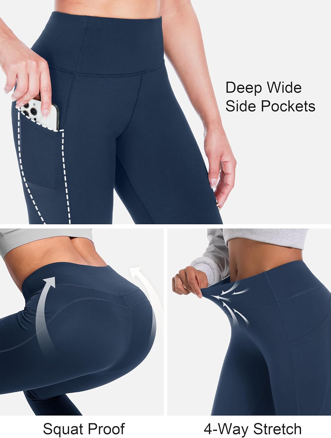 SEVEGO Women's 28"/31"/34"/36" Fleece Lined Yoga Leggings Thermal Winter High Waisted Workouts Pants with Pockets - Image 4