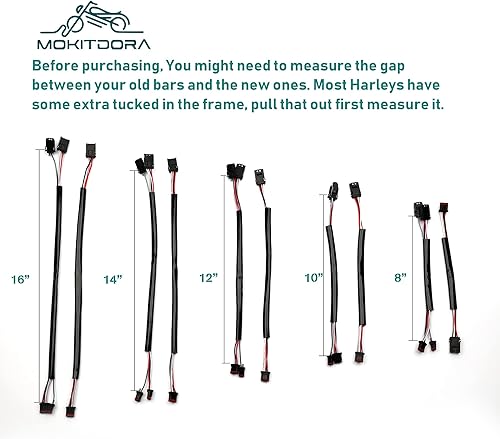 Miniatura 4 de MoKitDora Arnés de extensión de cable de circuito CAN para manillar de 8 pulgadas para Harley Softail Touring Dyna Sportster modelos