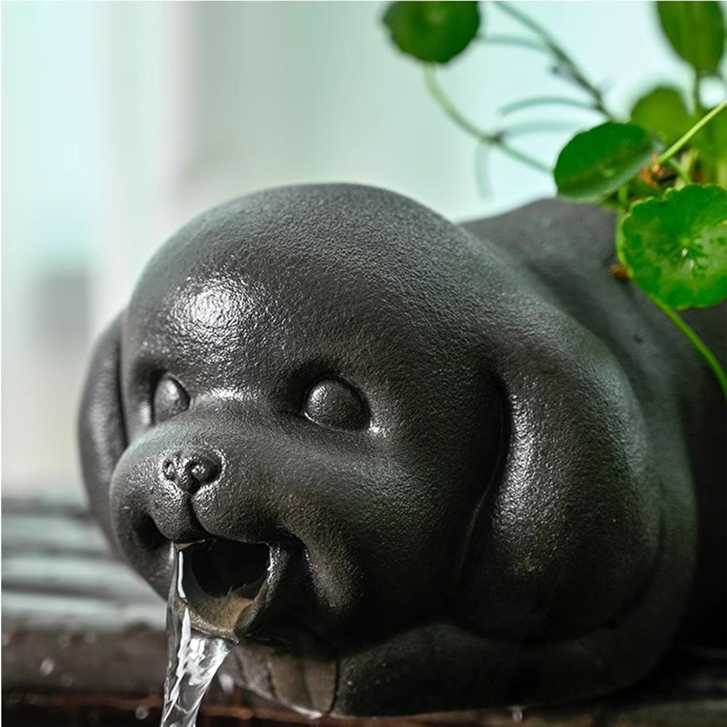 Spitters for Small Ponds with Water Pump and Hose, Animal Pond Spitters,Outdoor Water Feature Statue Pot Decoration,Tank Automatic Circulation Landscaping(Black)