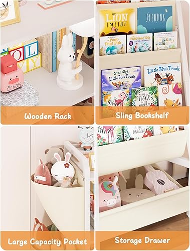 Miniatura 7 de B3 - Estantería infantil y almacenamiento de juguetes, estante para libros para habitaciones de niños, estantería infantil para espacios pequeños,