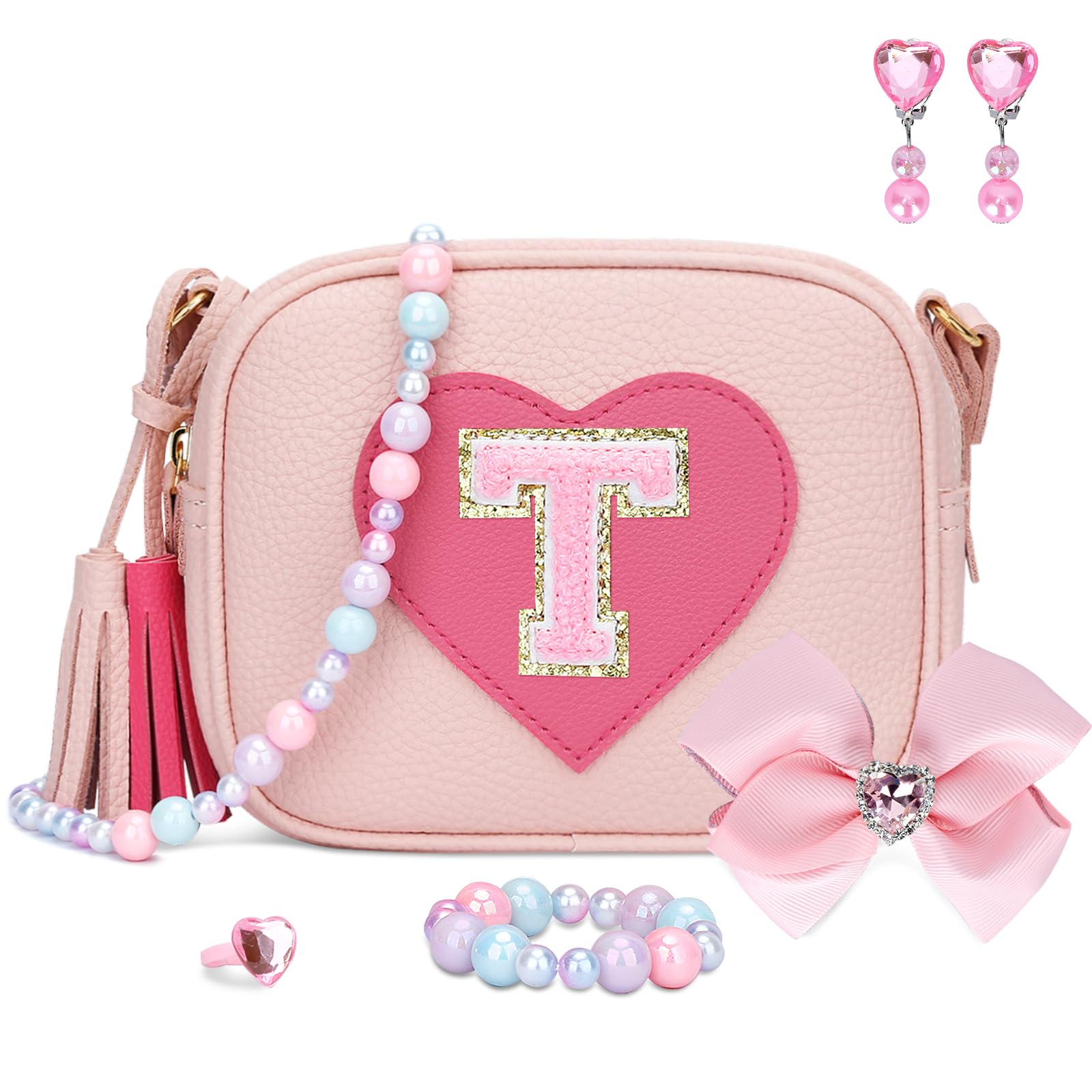 KKXIU Gifts for 3 4 5 6 7 8 Year Old Girls Initial Toddler Purse