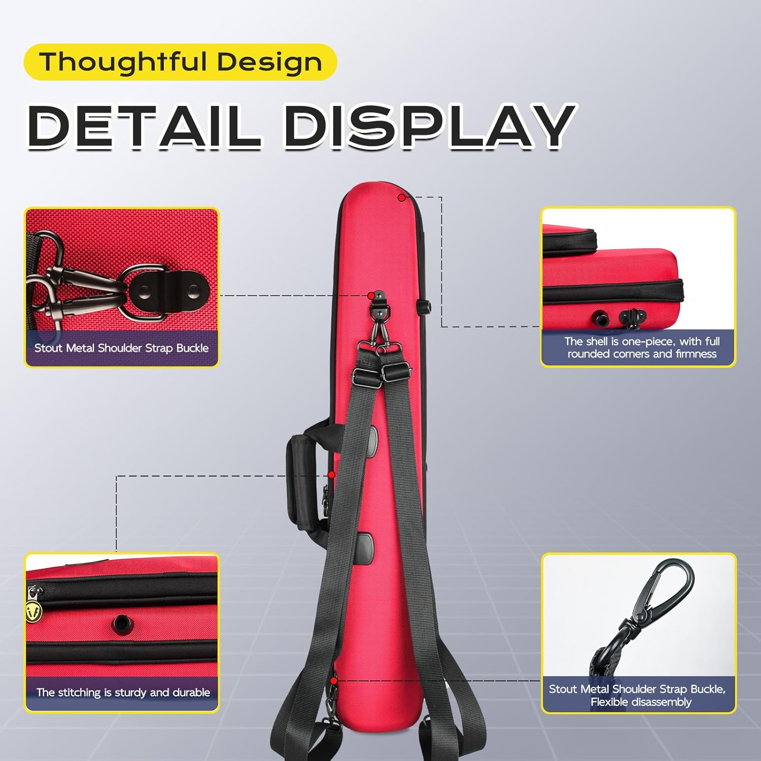 Lightweight Case for Bb Clarinet with One Piece Body, One Piece Clarinet Case; (IF-CLARINET)