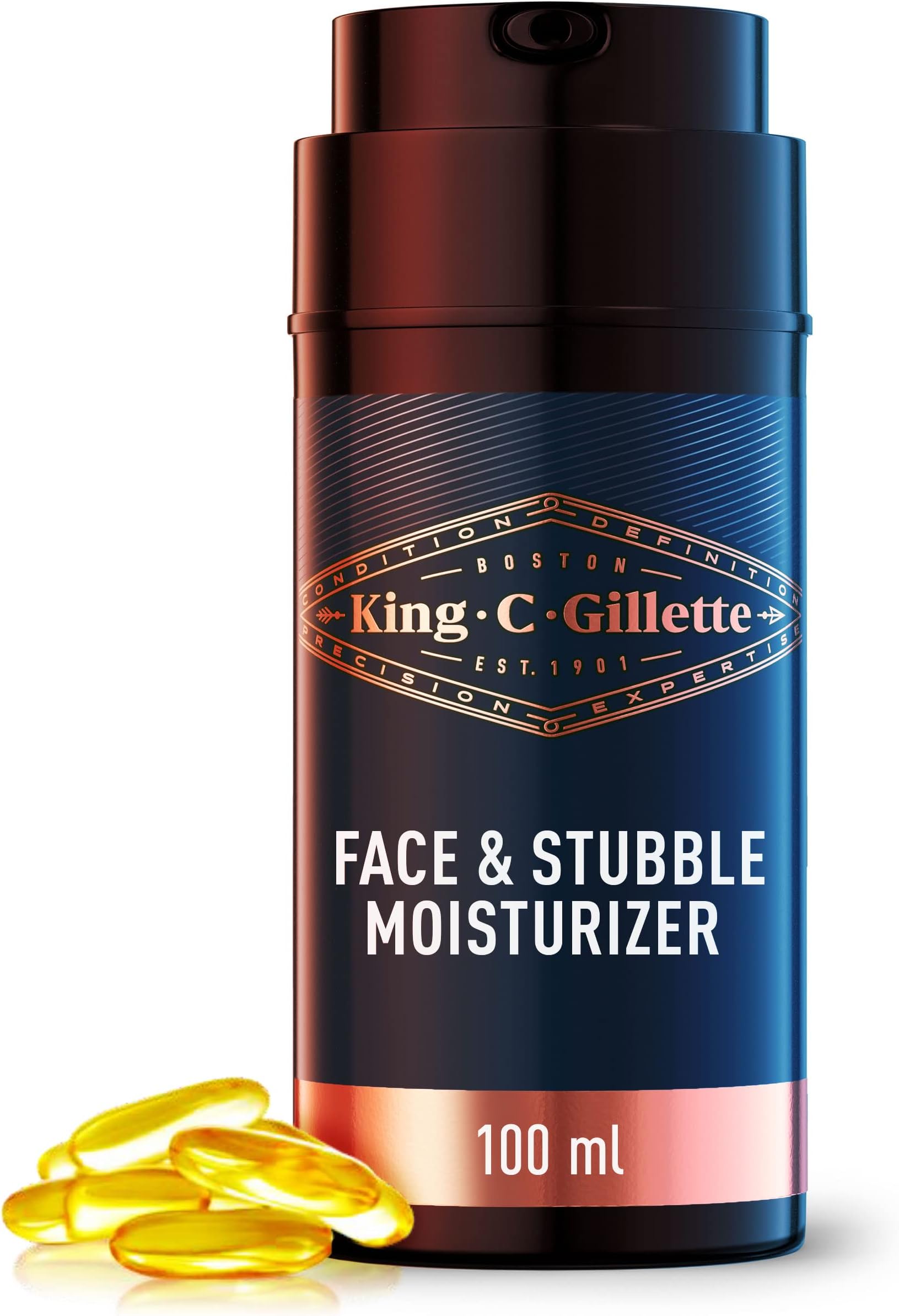 King C. Gillette Moisturizer for Face & Stubble with Vitamin B3 and B5 Complex, Face Moisturizer for Men, 100 mL