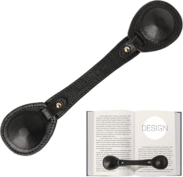 Leather Weighted Book Page Holder for Women Men, Book Weight Page Holder for Reading, Book Accessories Gift for Book Lovers Black