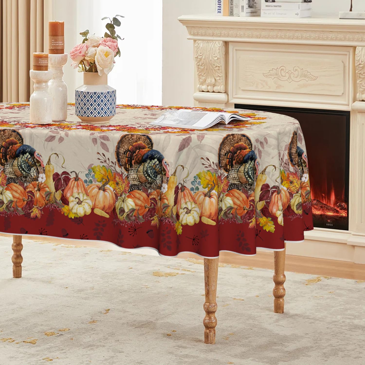 Elrene Home Fashions Nappe Ovale Infroissable Motif Floral