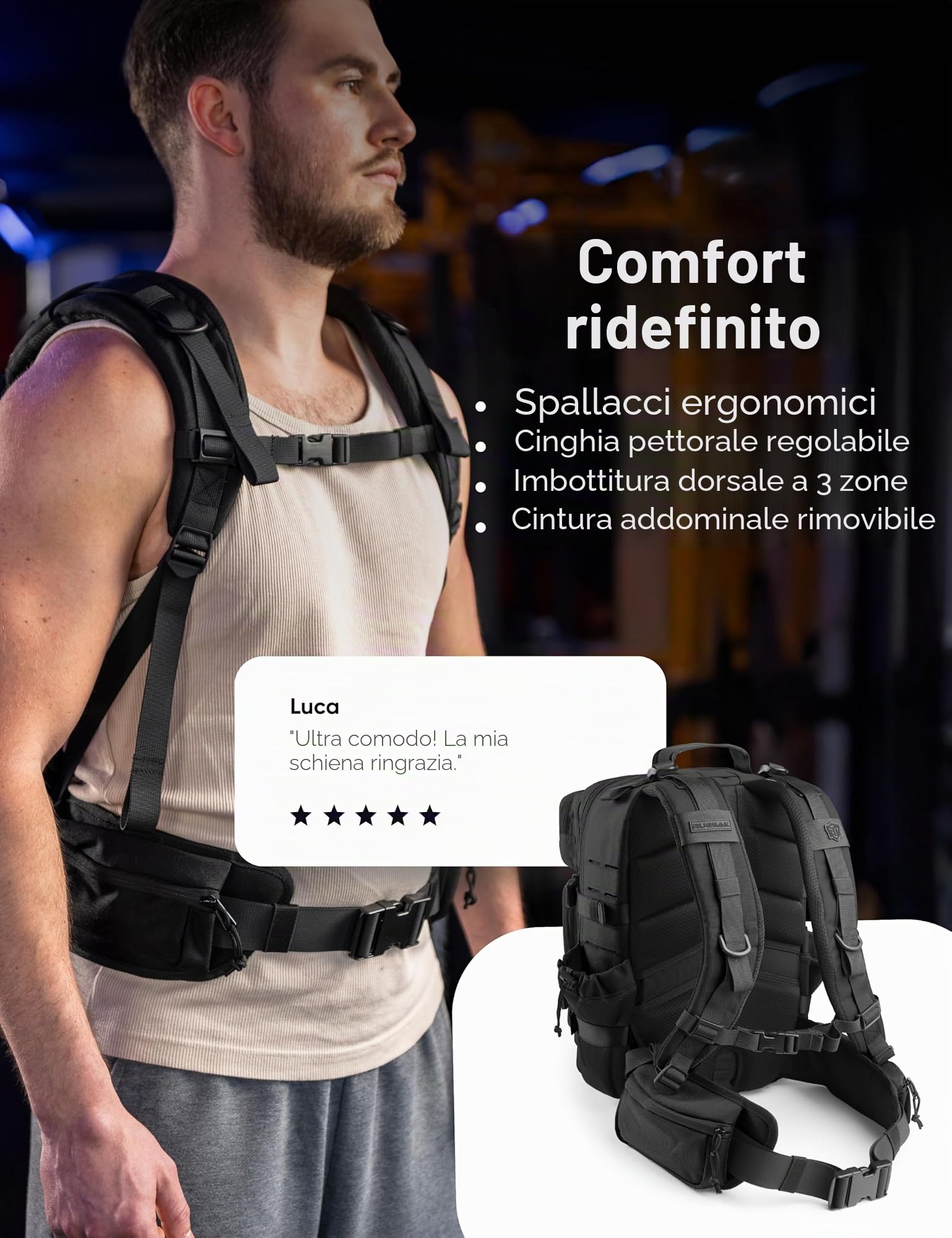 RUGSAK ALPHA | Zaino tattico [15 – 25 L] impermeabile ed estremamente robusto, zaino da sopravvivenza militare, per attività all'aperto, lavoro, escursioni, campeggio e palestra, zaino da viaggio