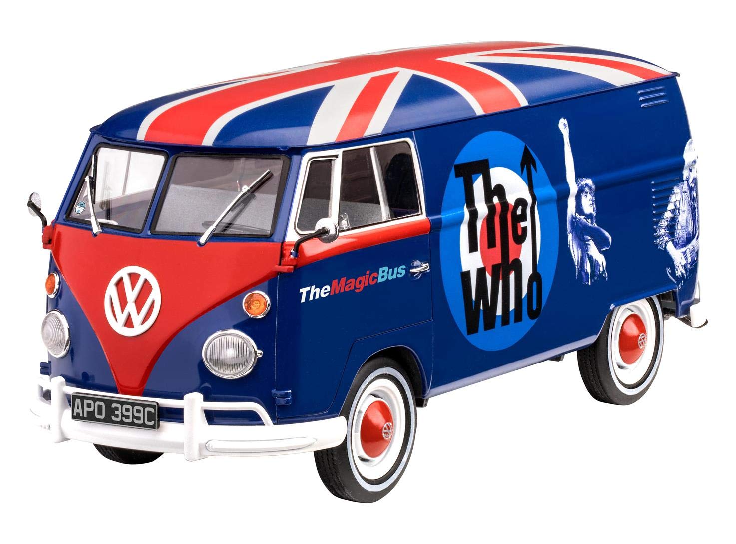 Revell Geschenkset VW T1 Tour-Bulli The Who, Fan-Edition, originalgetreuer Automodellbausatz für Fortgeschrittene, Starter Kit mit Basis-Zubehör
