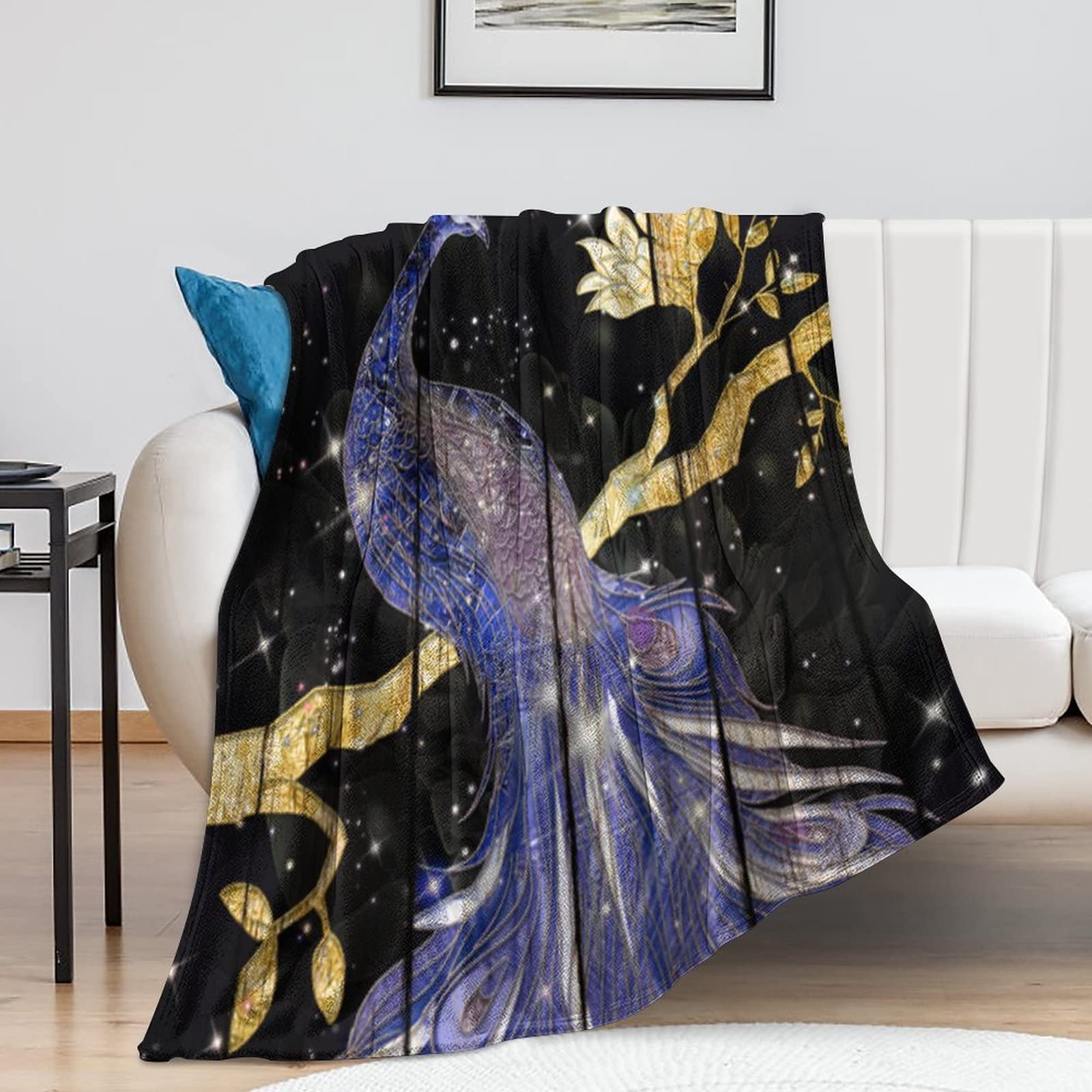 Couverture en peluche paon de qualité supérieure et jeté chic