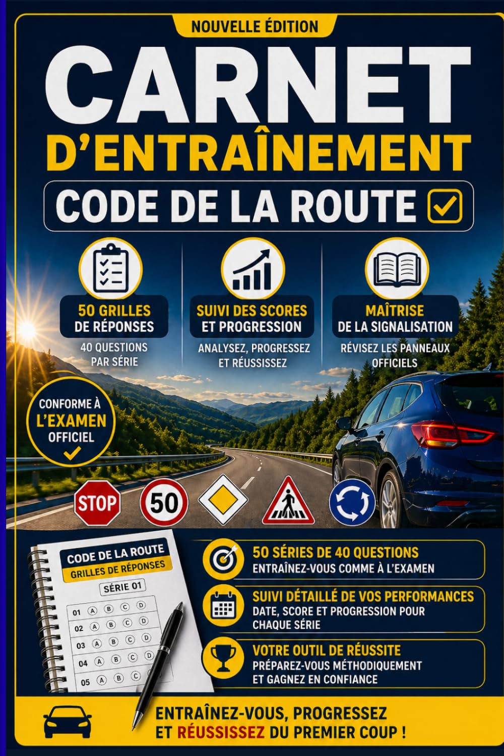 Carnet d'entraînement code de la route 2026-2027: La méthode complète pour réussir du premier coup !