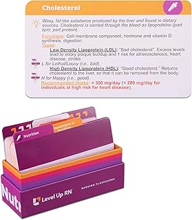 Level Up RN â€“ Nutrition Flash Cards â€“ No Fluff â€“ Only Essential Info for Nursing School â€“ 2023-2024 NCLEX ATI HESI Review LPN RN Flash Cards (82 Cards)