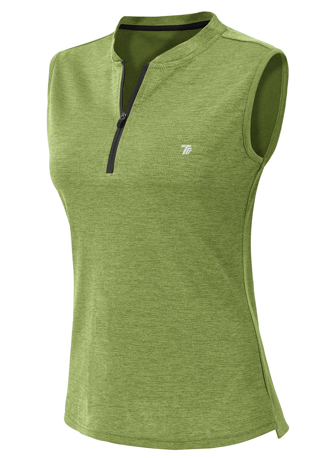 YSENTO Polo de golf para mujer UPF 50+ sin mangas camiseta de tenis con cremallera 1/4