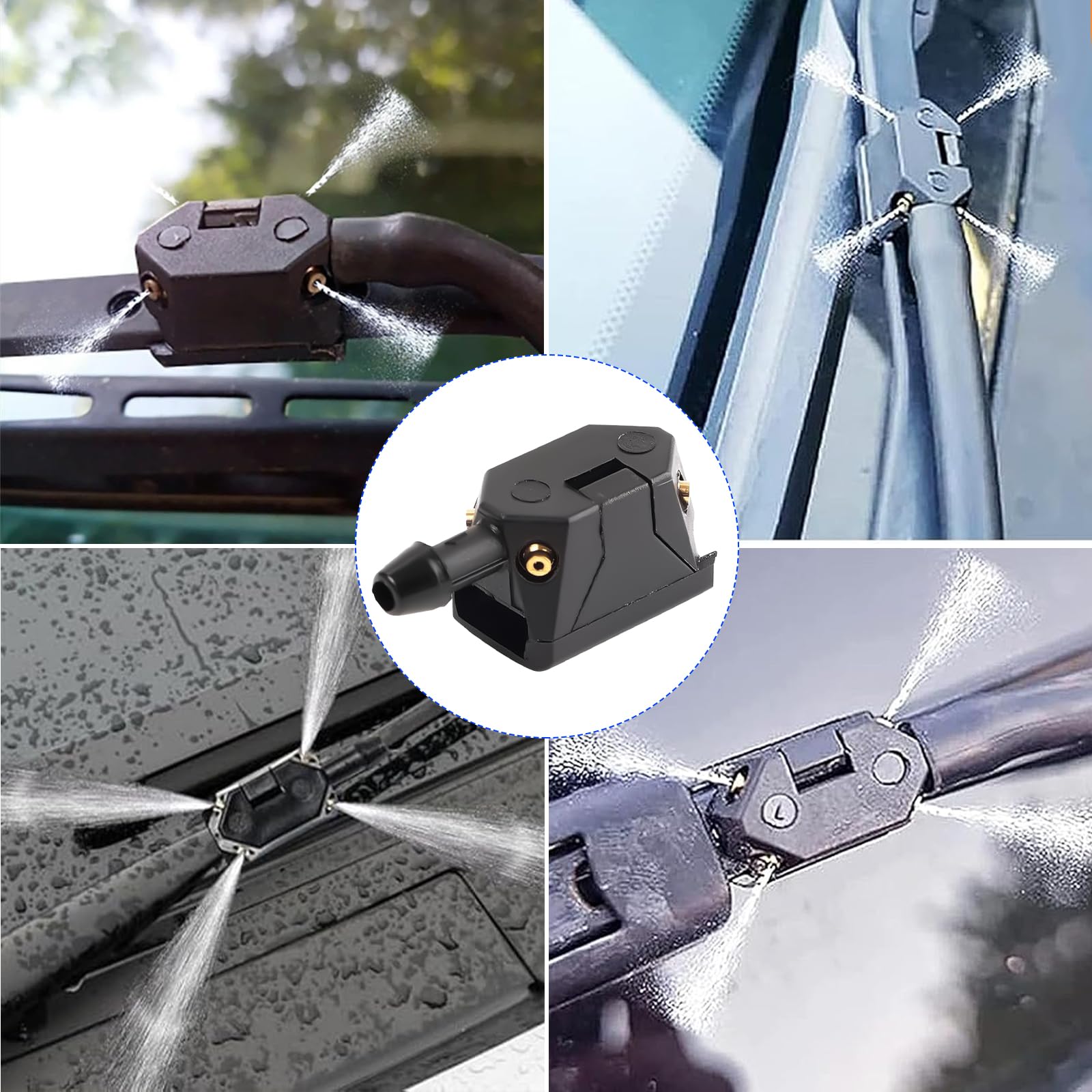 4 Buses Lave-Glace Universelles Pour Voiture - Sortie 4 Voies - Compatible Bras 8mm/9mm - Pack De 4