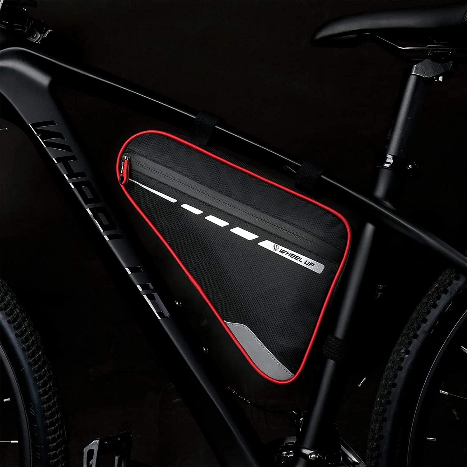 Bolsa for Bicicleta, Bolsa Triangular, for viga, Delantera for de montaña, for sillín, for el Tubo Superior, Equipo conducción(Red)