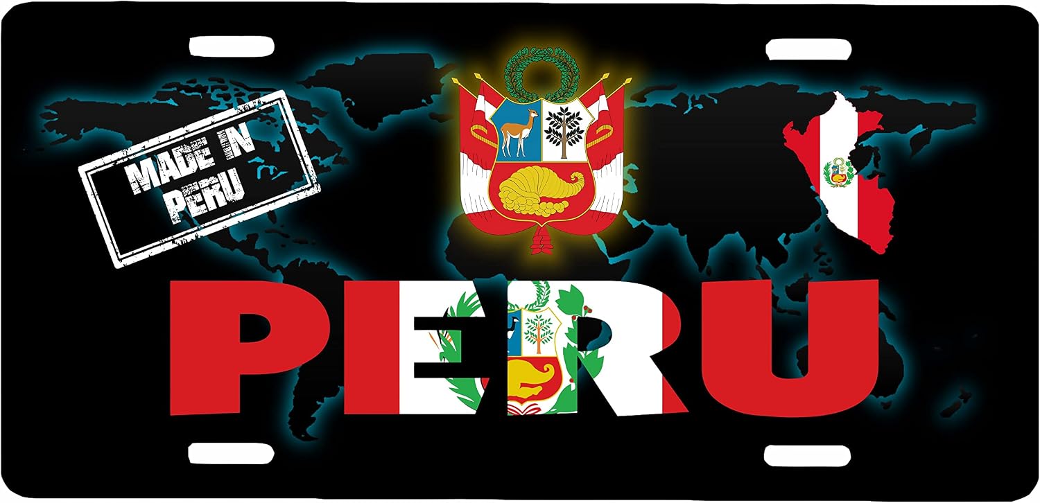 Peru Aluminum Vanity Novelty Plate Placa, 6" x 12", Souvenir, Decorative Tourist Gift Sign