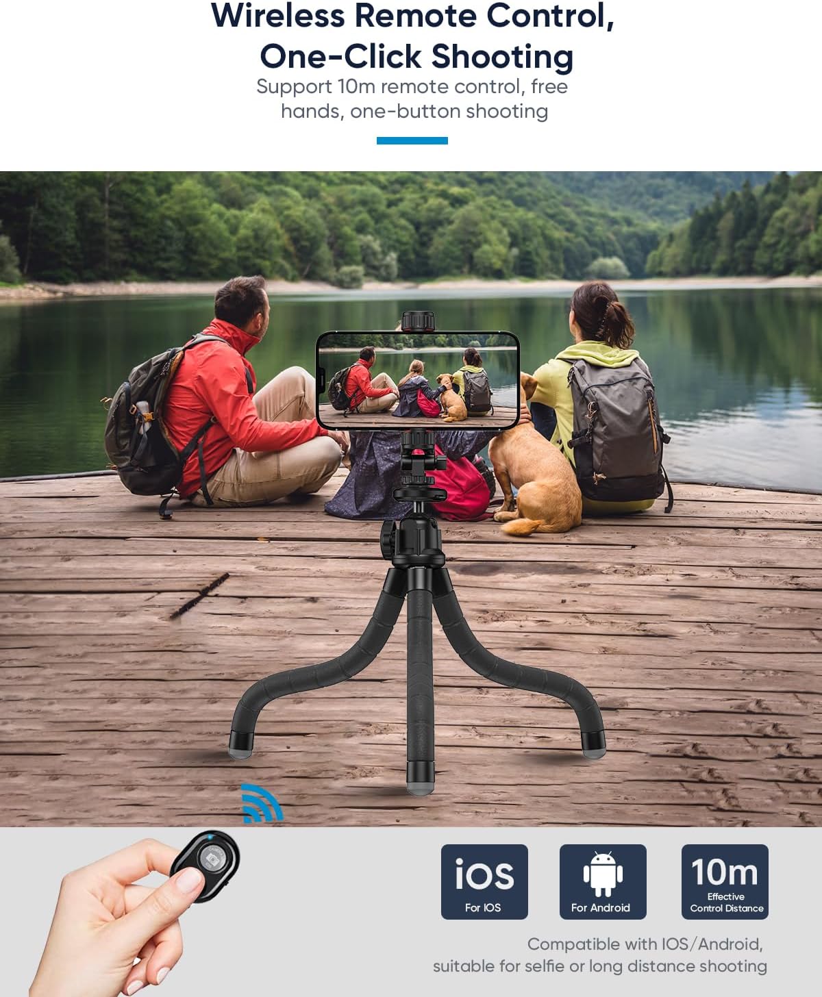 APEXEL Phone Tripod, Portable and Flexible Phone Tripod with Remote for Video Recording, Vlogging and Travel Photography for Cellphone,Camera,Gopro