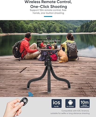 Miniatura 5 de APEXEL Trípode para teléfono, portátil y flexible con control remoto para grabación de video, vlogging y fotografía de viaje para teléfono celular,