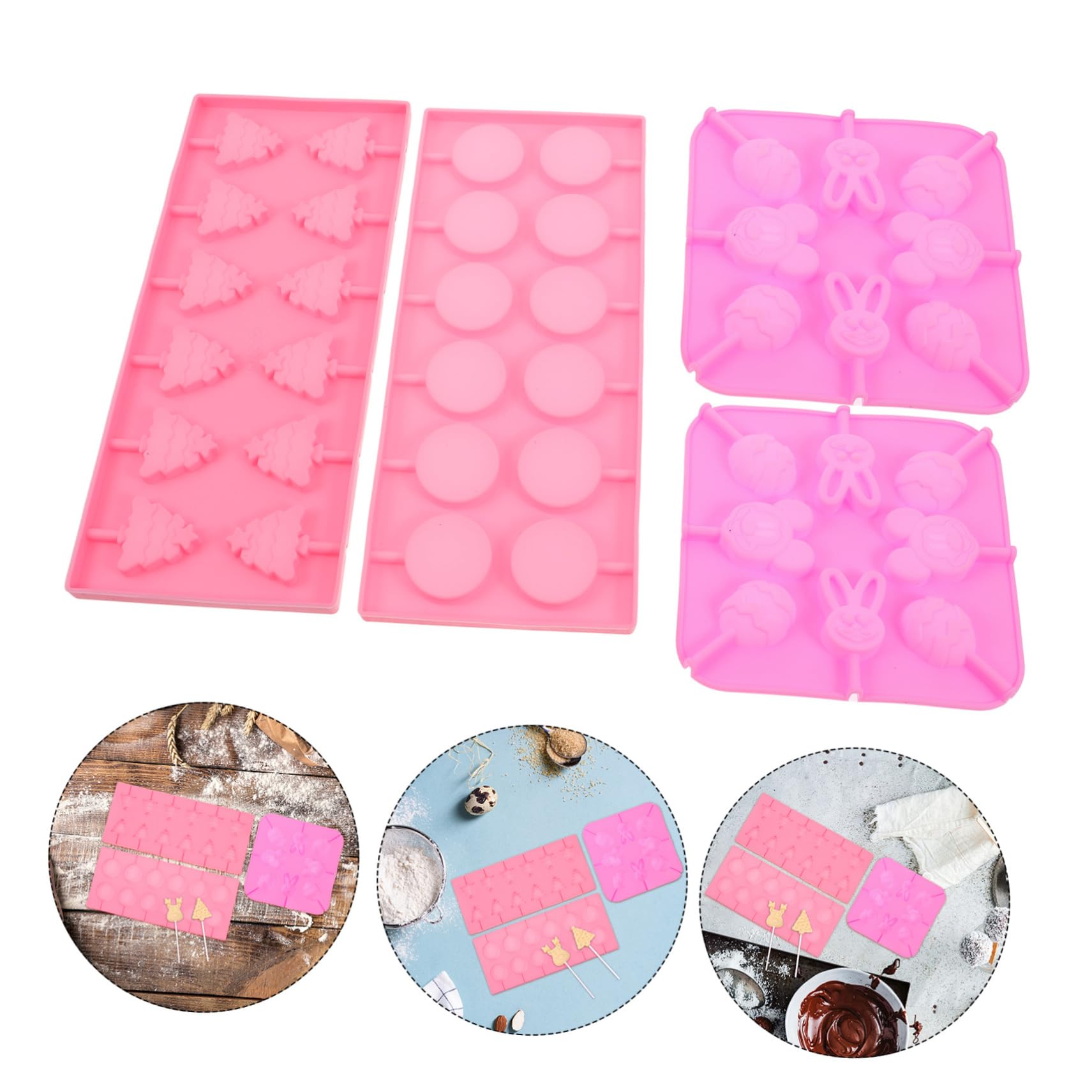 Molde para Piruletas de Silicona 7 Piezas para Chocolate | Navideño con Formas Variadas, Incluye Palitos, Bolsas y Bridas, Resistente al Calor para Dulces