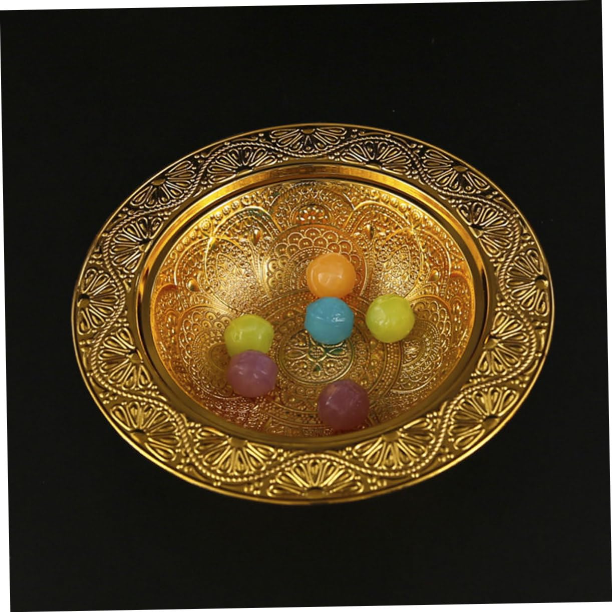 Luxshiny Tazón De Dulces Metálico Tapa Plato De Servir Para Snacks y Postres Estilo Arabe Para Fiestas y Reuniones