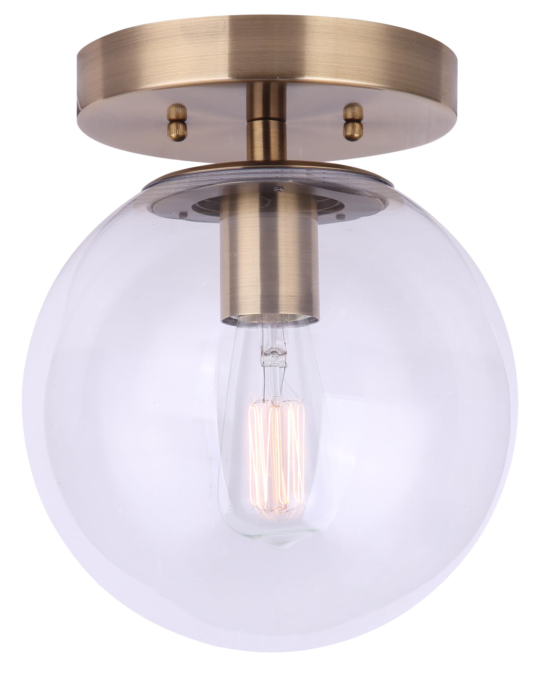 Canarm Camilo IFM1029A08GD-CL Flush Mount - Gold Finish, 1-Light, Clear Glass, 60W Type A15, 8" W x 9.5" H, Sleek Design for Hallways, Bedrooms