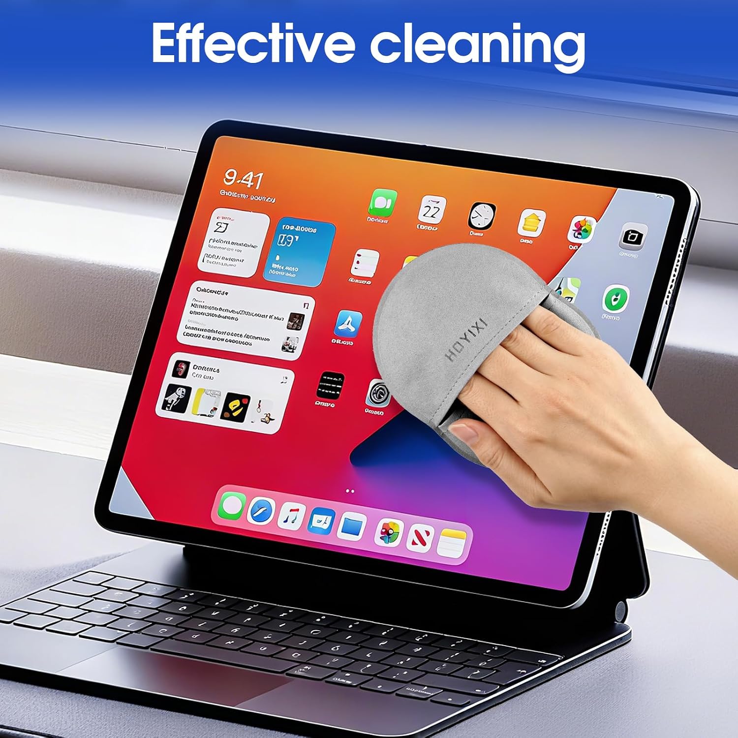 HoYiXi Microfiber Screen Cleaning Cloth for Laptops, Computer, Tablets, TV, Cellphone, Camera,Kindle eReaders,iPad, iPhone, Mac Book, Car Screen,Monitors,Smartscreen,Premium Polishing Cloth,Grey