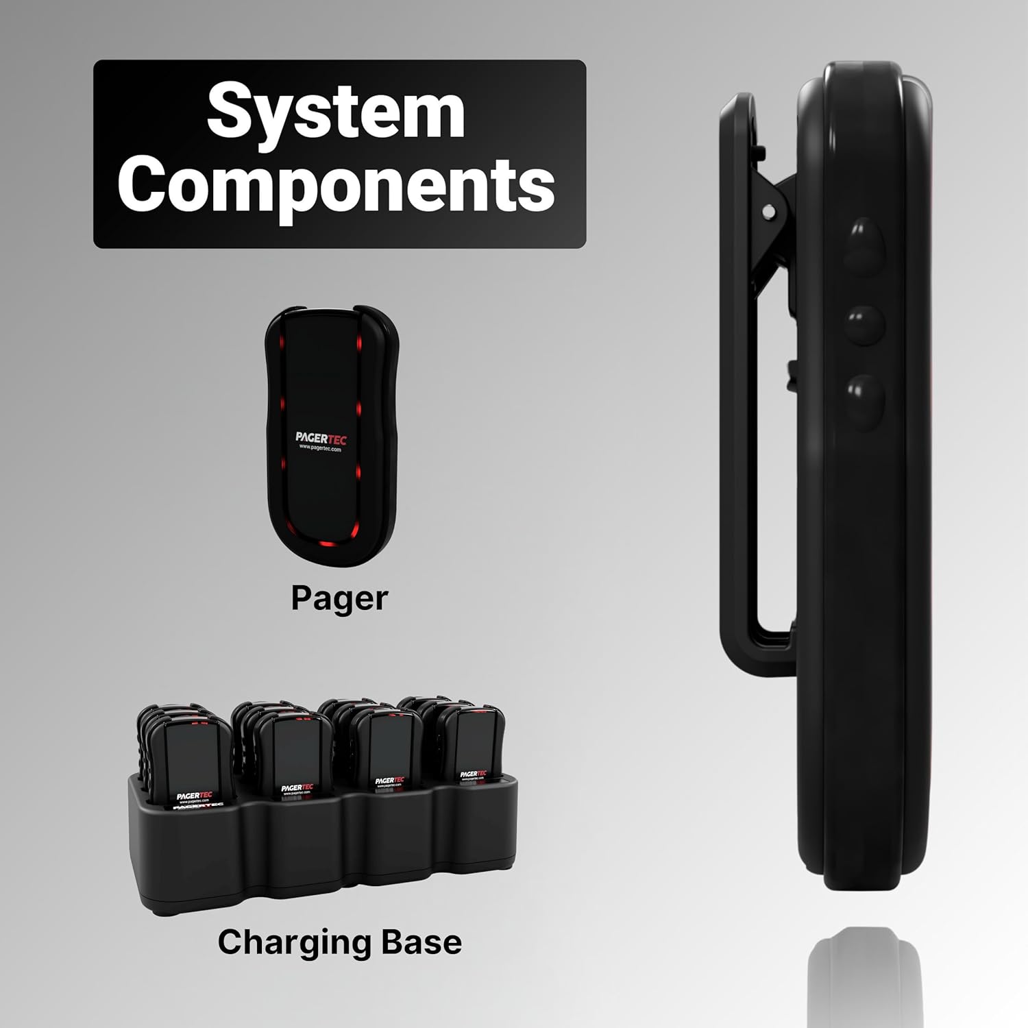 PagerTec TrackStaff V3 Wireless Paging Calling System (Server Paging) for Restaurants, Hospitals, Office & Hotels, Long Range Pagers Up to 1/2 Miles (Set of 6 Pagers)