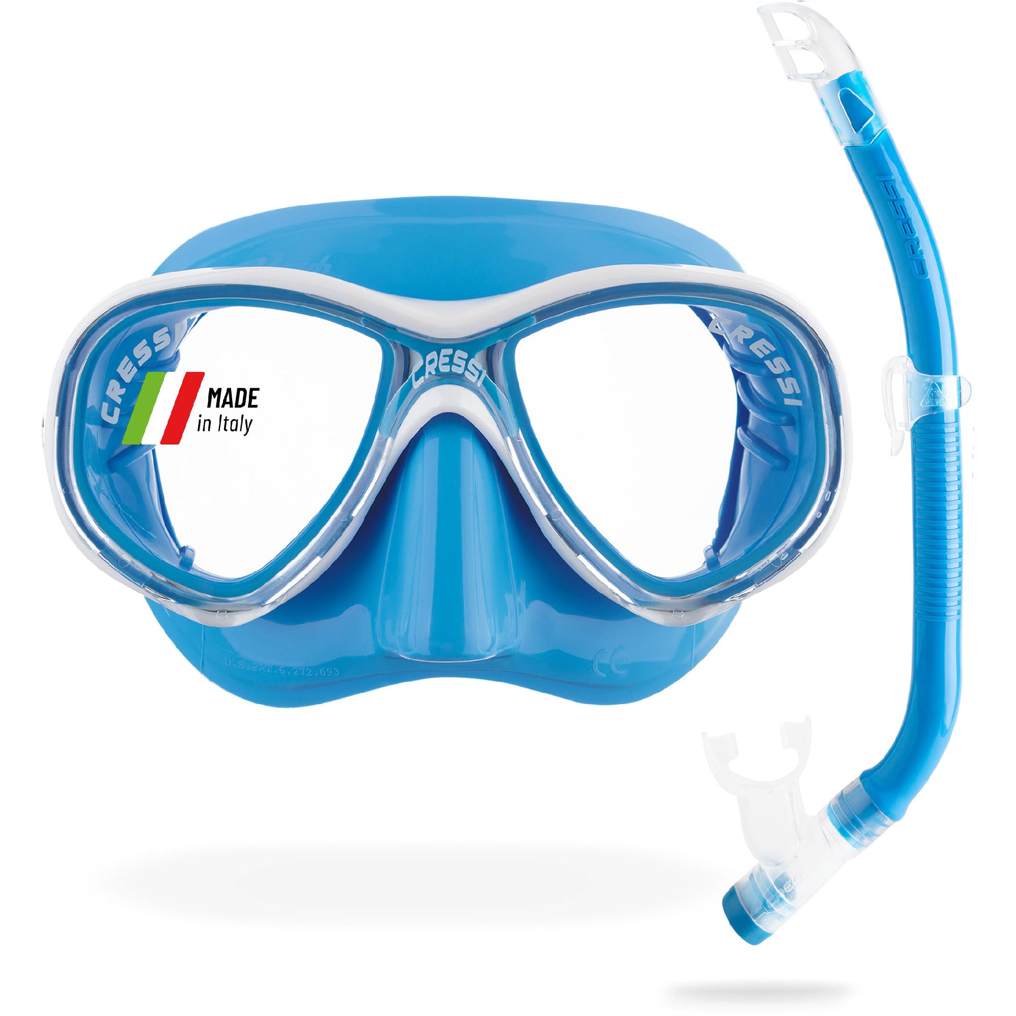 Cressi Marea Vip Jr, New Premium Colorama Snorkeling Set 7/13 Years (Made in Italy)
