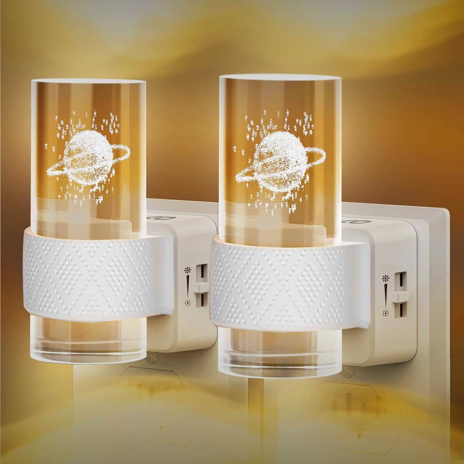 Gemmac Luce Notturna con Sensore Crepuscolare, 0-100 LM Dimmerabile Acrilico 3000K Luci Notturne LED da Presa Sensore Crepuscolare per Como Camera da Letto Cucina Corridoio Bagno Garage 2 Pezzi