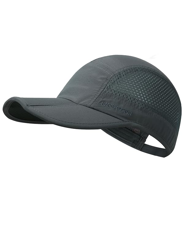 GADIEMKENSD Men Outdoor Hat Reflective Folding Running Sport Hats Summer Cool UPF 50 Sun Unstructured Baseball Caps for Men Women Breathable Light Quick Dry Travel Golf Hat Dark Gray by GADIEMKENSD - Used condition - US$12.60