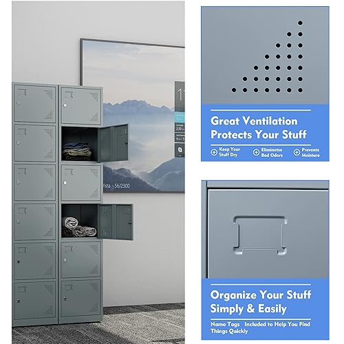 Vista 15 de Yizosh Taquillas de metal para empleados con llaves, armario de almacenamiento de 71 pulgadas para empleados con 1 puerta, armario de almacenamiento