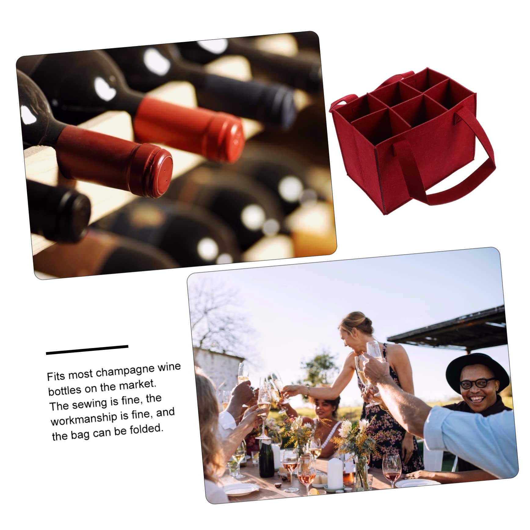 Alipis 6 Bottle Wine Carrier Tote Bag Felt Wine Tote Pouch Liquor Storage Bag