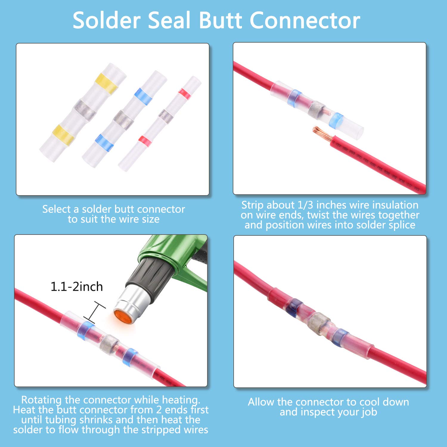 Bеѕt Cуbеr Mоndау 🔥 OneLeaf 220 PCS Heat Shrink Butt Connectors, Waterproof Solder Seal Wire Connector Terminal, Insulated Marine Automotive Heat Shrink Wire Connector Electrical Connector Kit Crimp Ring Splice Connector