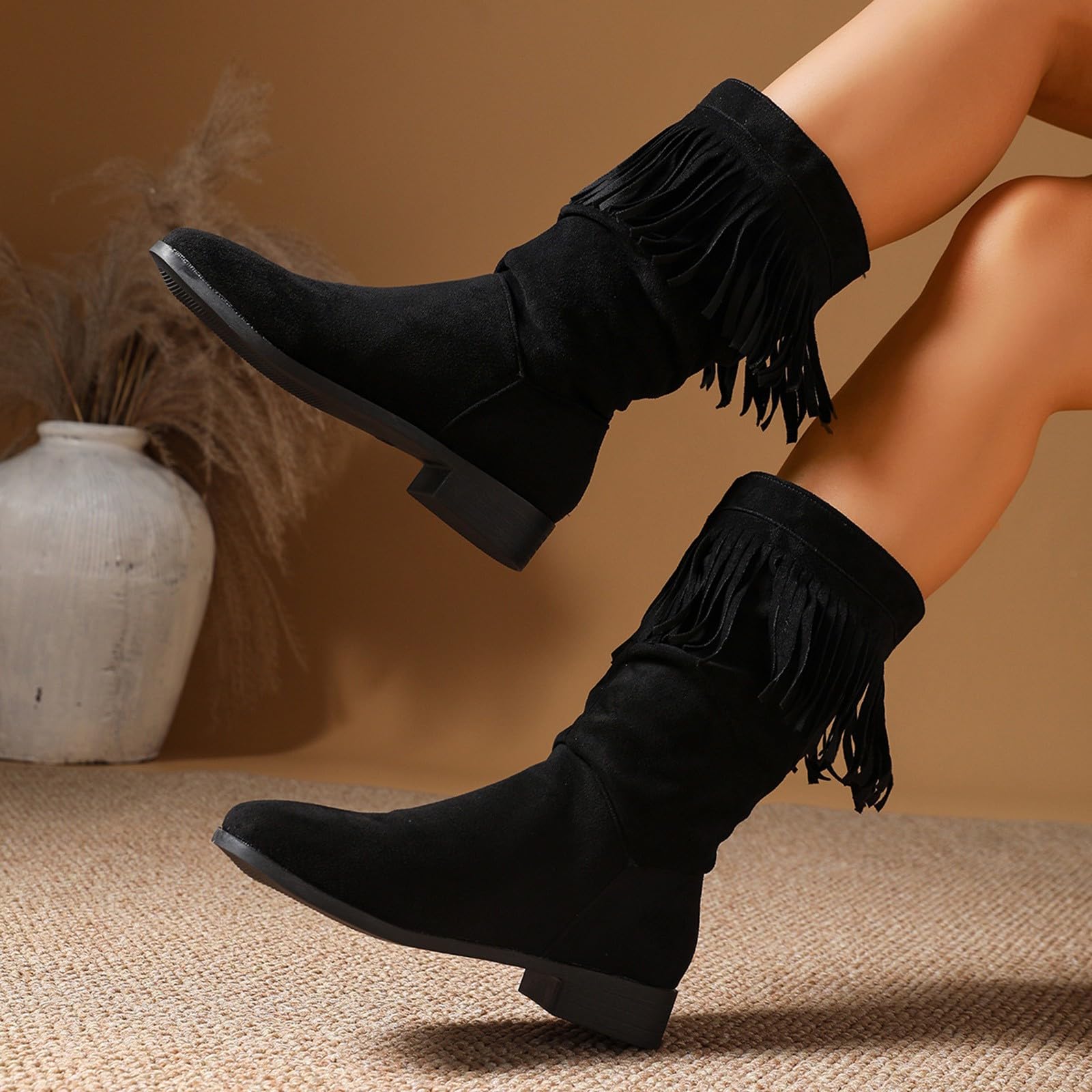 Bottines à plateforme pour femme - Bottes de cowboy - Bottes de