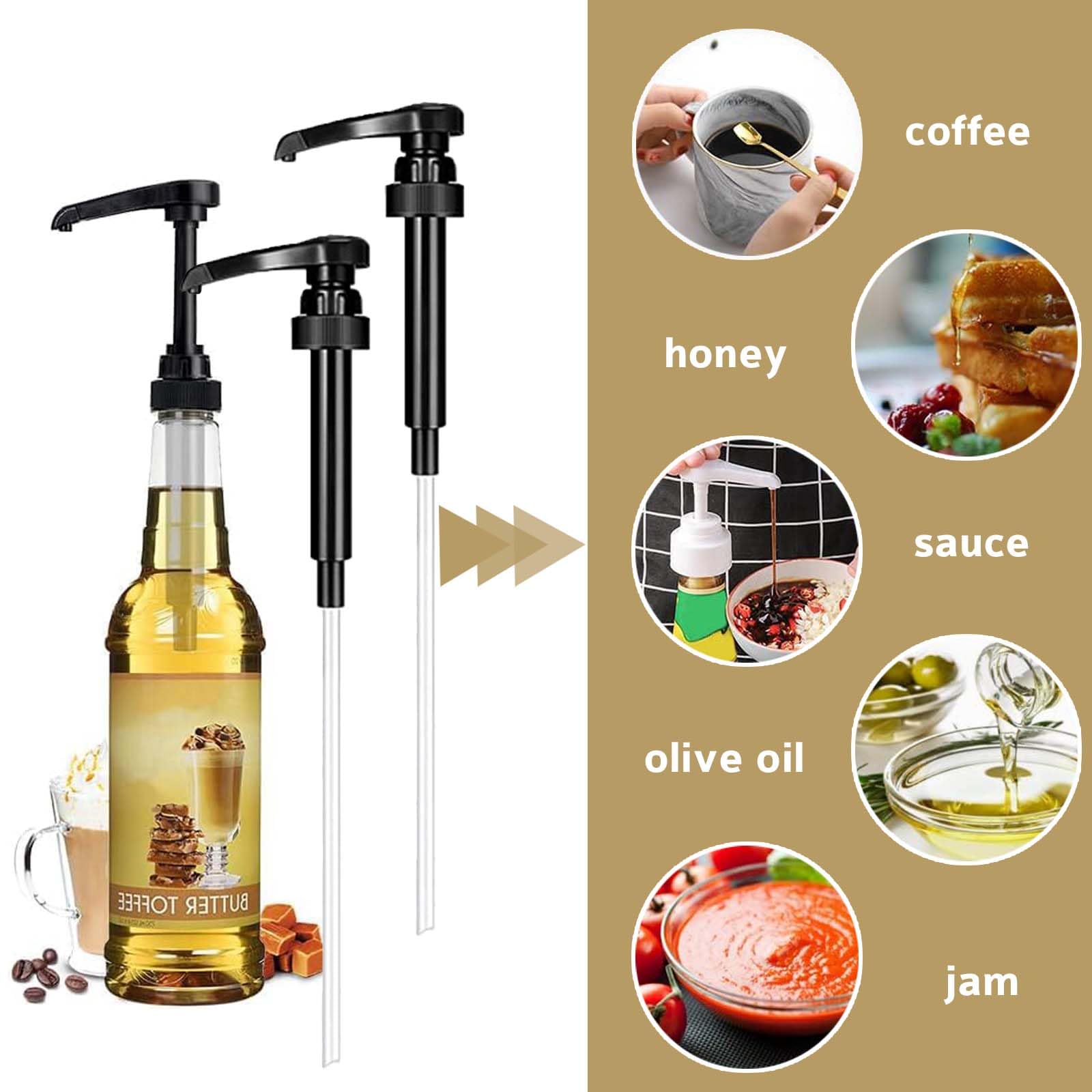 6 Pezzi Dosatore Sapone Bagno Pompa Pompa per Sciroppo con 6 Paglia Lunga Syrup Dispenser Riutilizzabile Dispenser Sciroppo Dispenser per Sciroppo per Casa, Bar, Ristorante (Nero)
