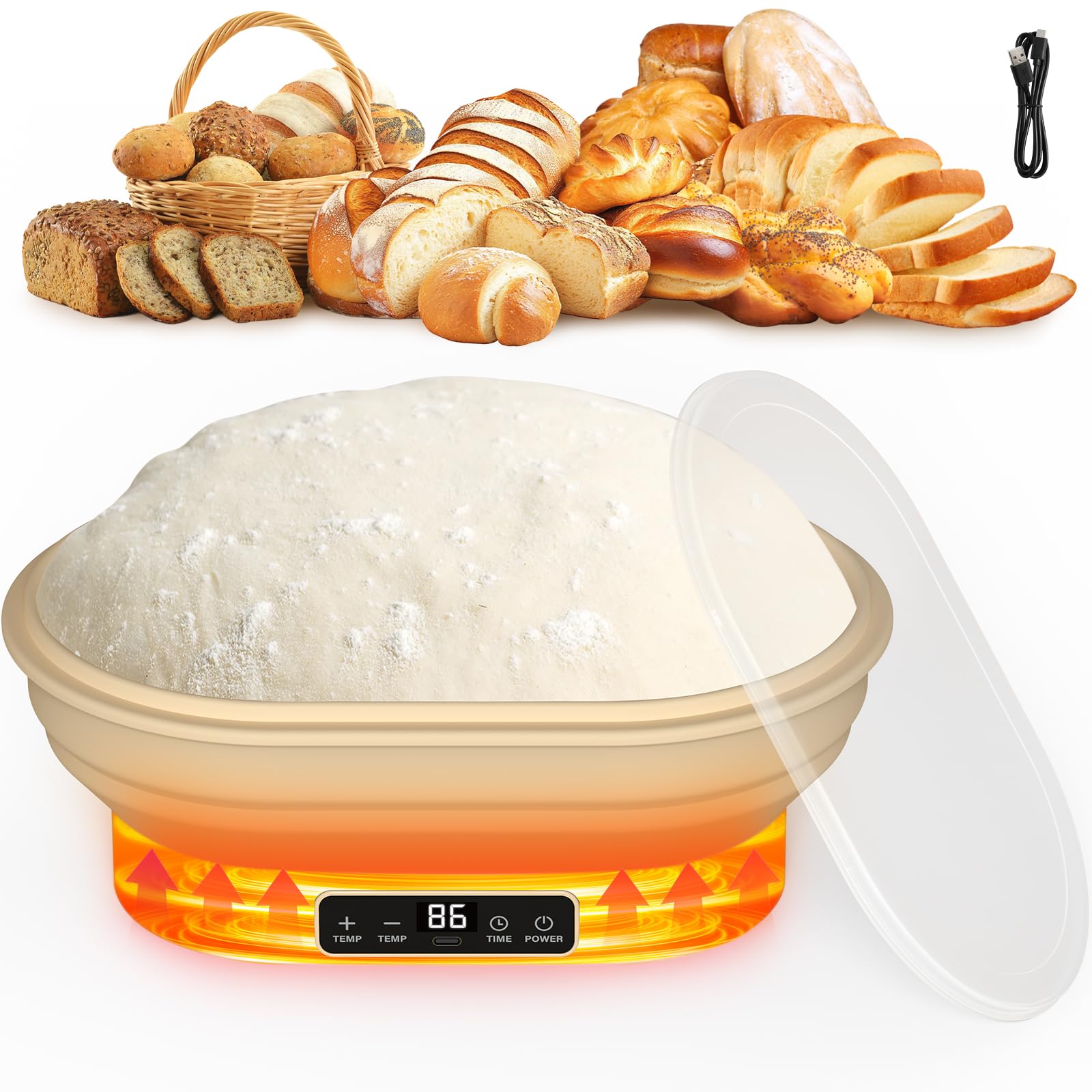 Pawtners Heating Sourdough Bread Proofing Basket
