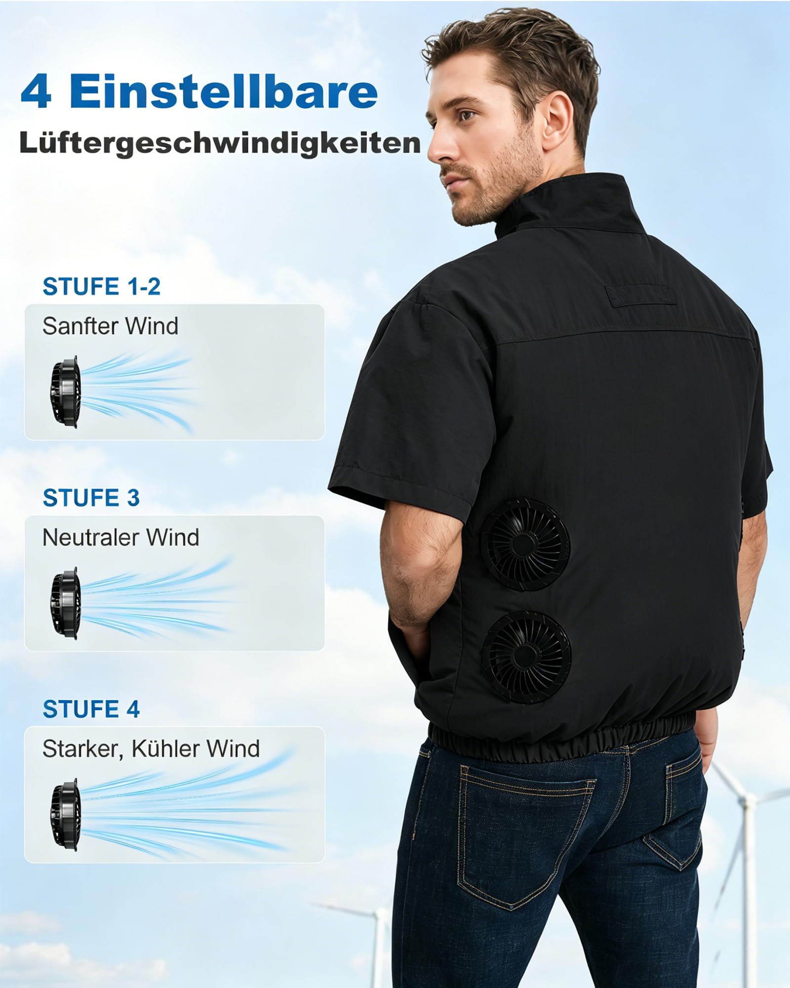 FERNIDA Chaleco refrigerante con batería de 10000 mAh de 7,4 V, chaleco de refrigeración eléctrico con 4 ventiladores para verano, clima caliente, ropa de refrigeración transpirable para hombres y