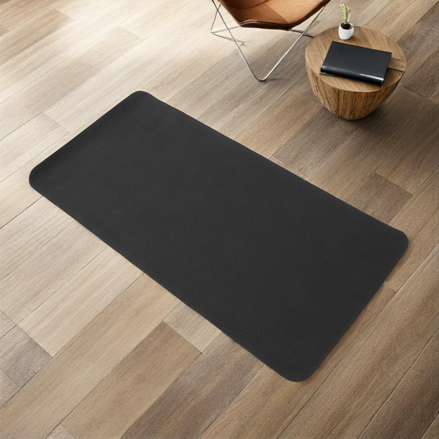Wakauto Nbr Treadmill Mat and Exercise Gym Pad Noise Insulation Mat for Home Workout, 1200x600x4mm Black Anti-Vibration Floor Protector for Fitness Equipment