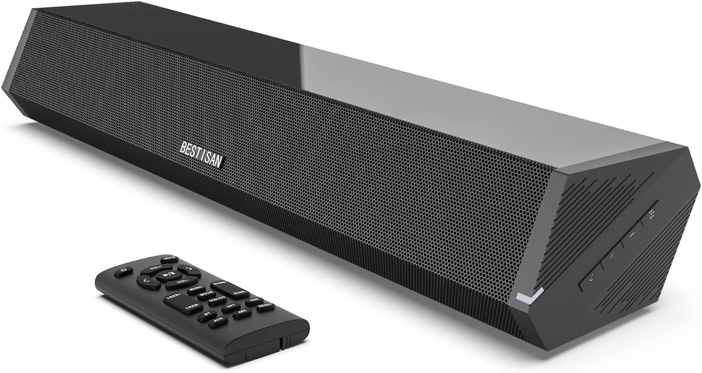 Bestisan Sound Bars for TV, 16'/50W Small Soundbar for TV, Sound Bar with Depths Sound Enhanced/DSP/Bass+/3EQ, Surround Sound Speakers for TV Works with HDMI ARC/CEC,Optical/BT/PC …
