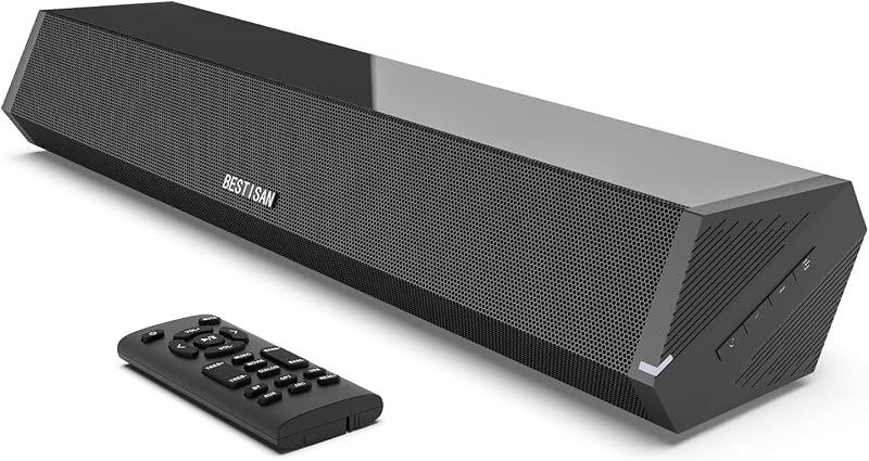 Bestisan Sound Bars for TV, 16'/50W Small Soundbar for TV, Sound Bar with Depths Sound Enhanced/DSP/Bass+/3EQ, Surround Sound Speakers for TV Works with HDMI ARC/CEC,Optical/BT/PC …