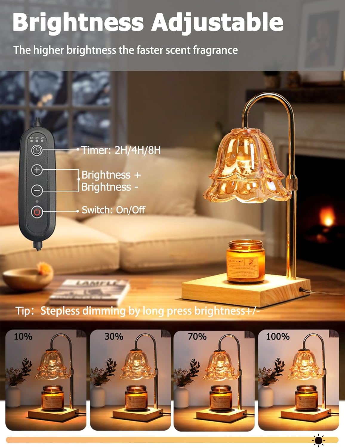 Candle Warmer Lamp with Timer & Dimmer - Flower Design
