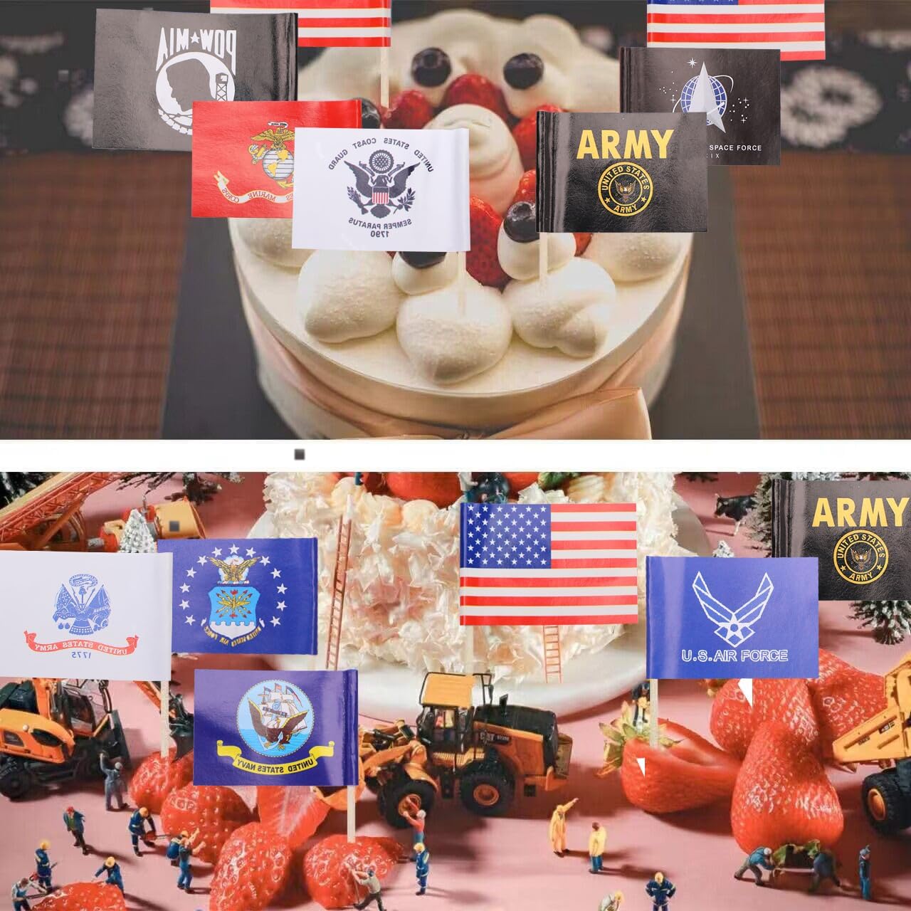 100 pcs US American Set sea, land, air, military toothpick flag Mini Small Army Armed Cupcake Toppers Stick Flag Decorations for Memorial Day,Veterans Day Decoration - Image 7